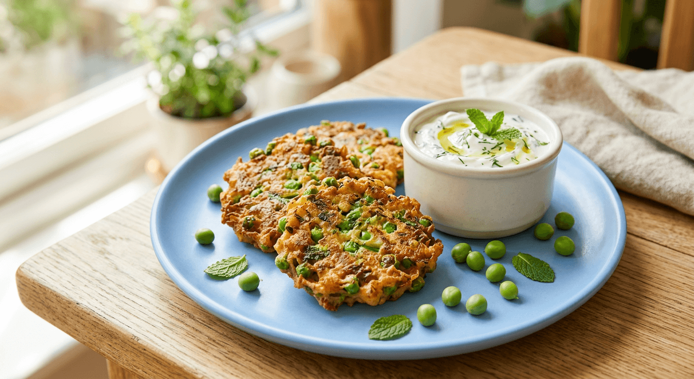 Playful Spring Pea & Cheese Fritters!
