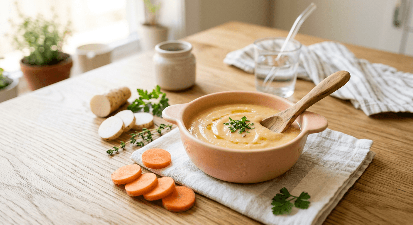 Creamy Yam & Carrot Porridge for Tiny Tummies