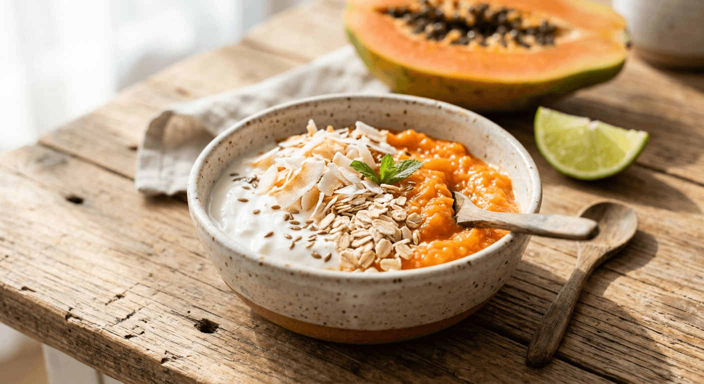 Tropical Papaya & Coconut Yogurt Bowl