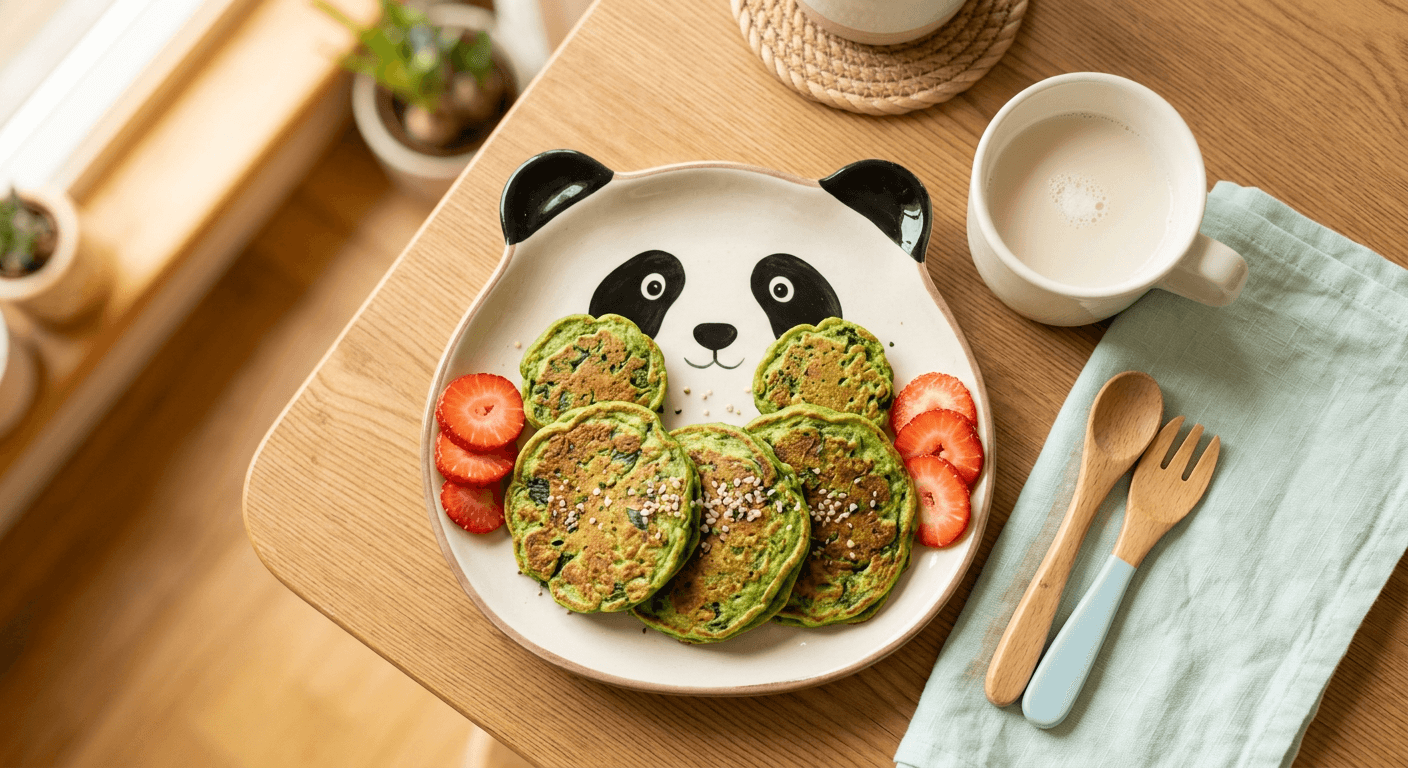Little Panda's Spring Spinach & Sweet Potato Pancakes